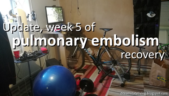 picture of my training room setup, update week 5 of pulmonary embolism recovery