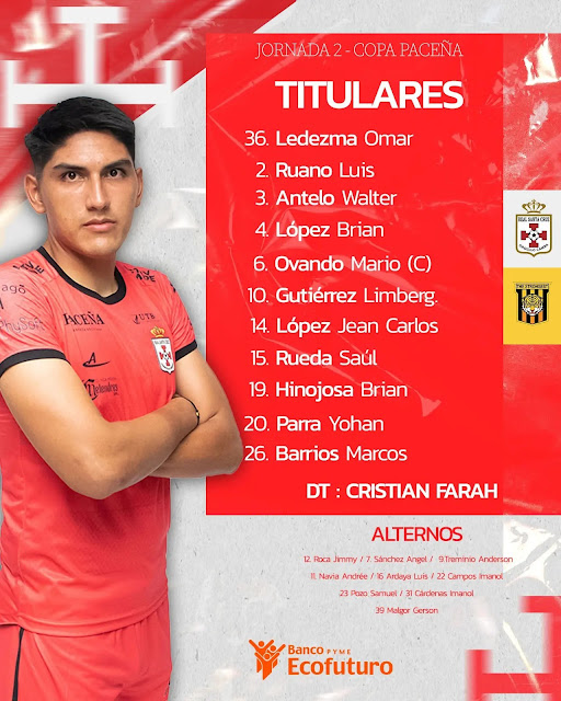 Alineaciones The Strongest vs Real Santa Cruz