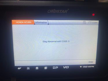 OBDSTAR X300 Pro4 ‘Diag Abnormal exit! CODE:-3’