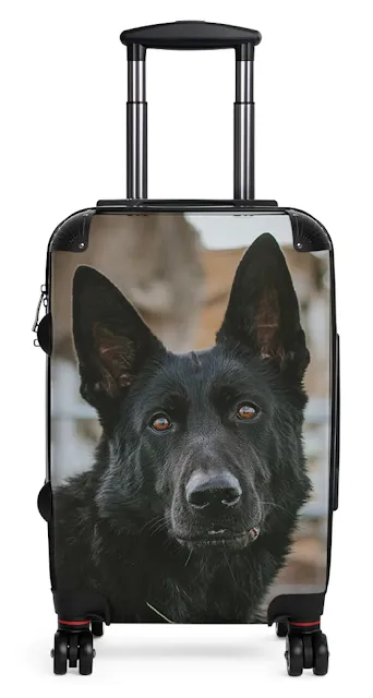 Travel Suitcase With Czech Republic DDR Gorgeous Black and Tan Female German Shepherd with Large Paws and Ears