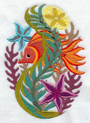 Fish Embroidery Butta with really great stitch effects