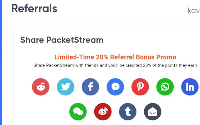 Refer friends to earn 20% more on packetstream.