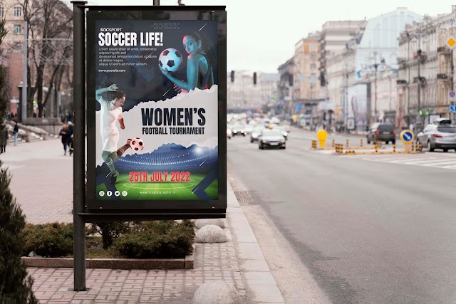 Women's Football Tournament Flyer Design - Download Free Flyer Design PSD Template 