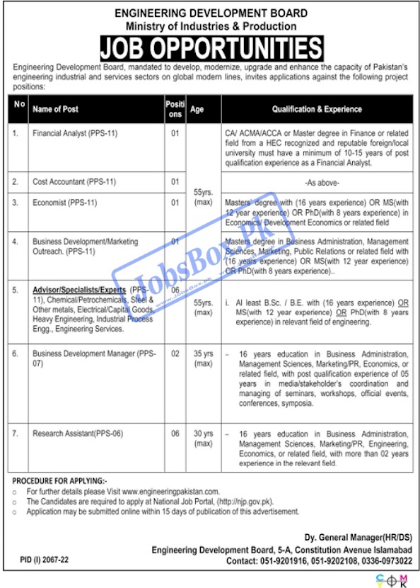 Latest Industries and Production Ministry of Pakistan Jobs 2022