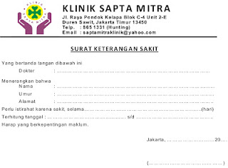 Contoh Surat Keterangan Sakit Dari Dokter Kosong  MUDA 