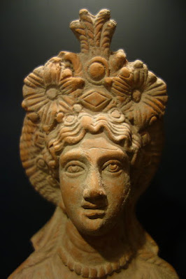 The Goddess wearing ornate crown terracotta Bust of Egypt between 10 BCE and 40 CE Huntington Museum of Art, West Virginia, USA