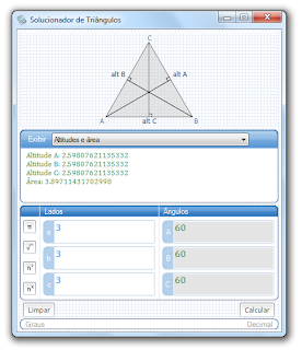 Solucionador de triângulos - área