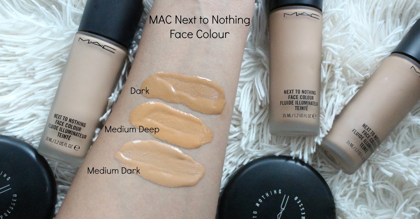 mac next to nothing face color swatches