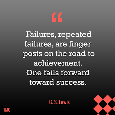 Failures, repeated failures, are finger posts on the road to achievement. One fails forward toward success. cs lewis uplifting success quote