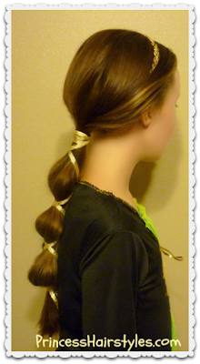 Halloween hairstyle.  Brave ponytail tutorial.  Merida's mom Queen Elinor hair.