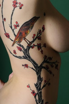 Sexy Girl Cherry Blossom Japanese Tattoo