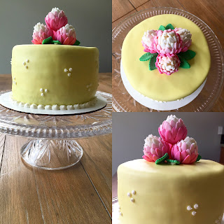 Spring Themed Cake with Gum Paste Mum Toppers