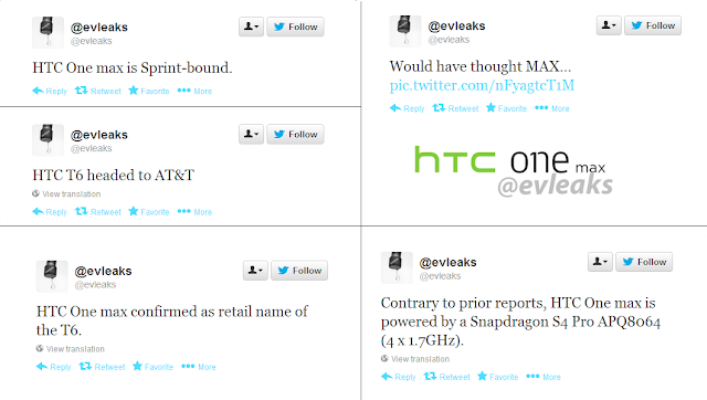 HTC One Max evleaks tweets