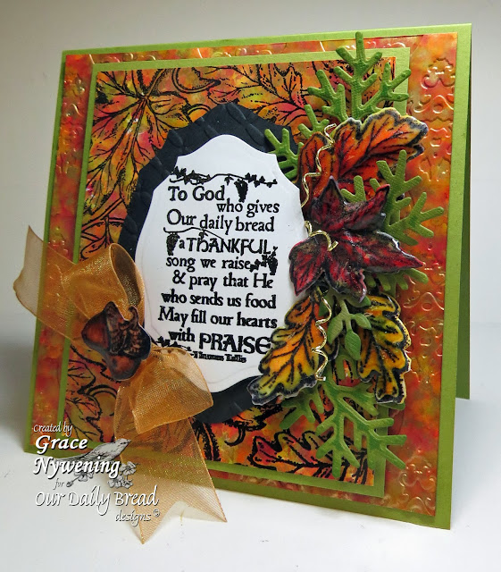 ODBD stamps, Leaves Background, Thankful Song, Autumn Blessings, designer Grace Nywening