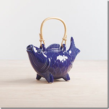 blue koi fish teapot