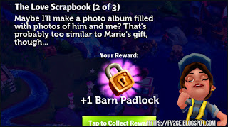 Farmville 2, Trish is dancing next to a barn padlock