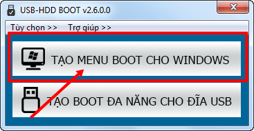 Xóa menu boot USB-HDD BOOT v2.6.0.0