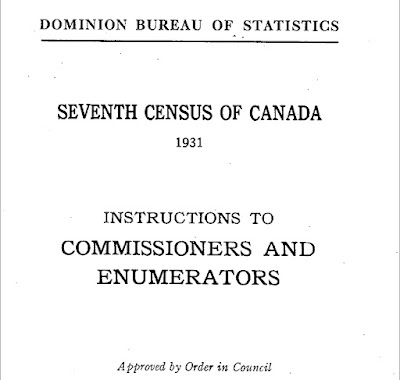 Seventh census of Canada 1931, instructions to commissioners and enumerators (Ottawa: F.A. Acland, Printer to the King's Most Excellent Majesty, 1931), cover page.