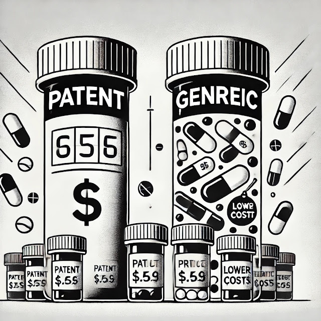 Image showing differences between generic versus patent