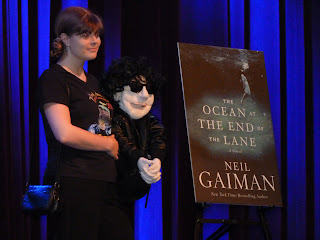 woman with Gaiman muppet