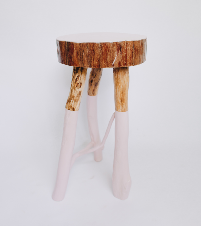 pink scandi stool