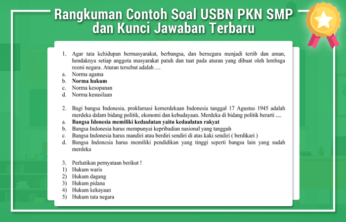 Soal Usbn Pkn Smp 2019 Ktsp Dan Kunci Jawaban Ala Model Kini