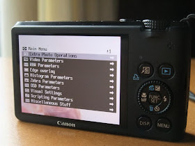 Canon S95 camera review, menu using CHDK