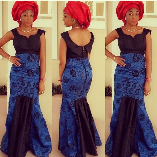 Classy Ankara Fabric Mix With Lace Dress