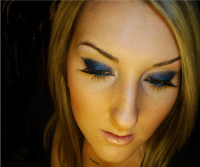 dark blue makeup. bright navy lue)