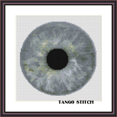 Grey iris cross stitch pattern - Tango Stitch