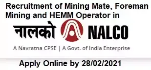 Mines Staff Vacancy Recruitment in NALCO 2021