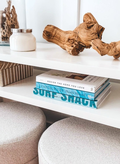 Coastal Coffee Table Book Decor & Styling on Console Table