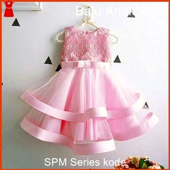 58SPM Pakaian  Anak  Cewe Model  Dress  Cantik Pink Bj5058