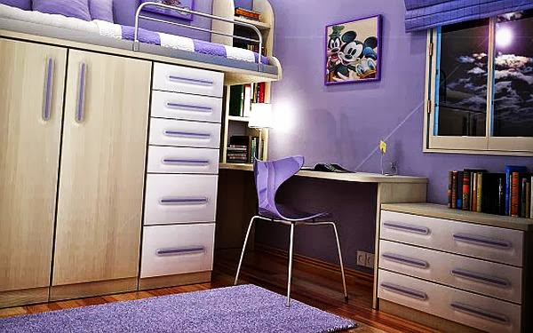 Teen Girls Rooms Design With Purple Italian Furniture