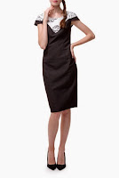 Rochie negru cu alb din stofa R416 (Ama Fashion)