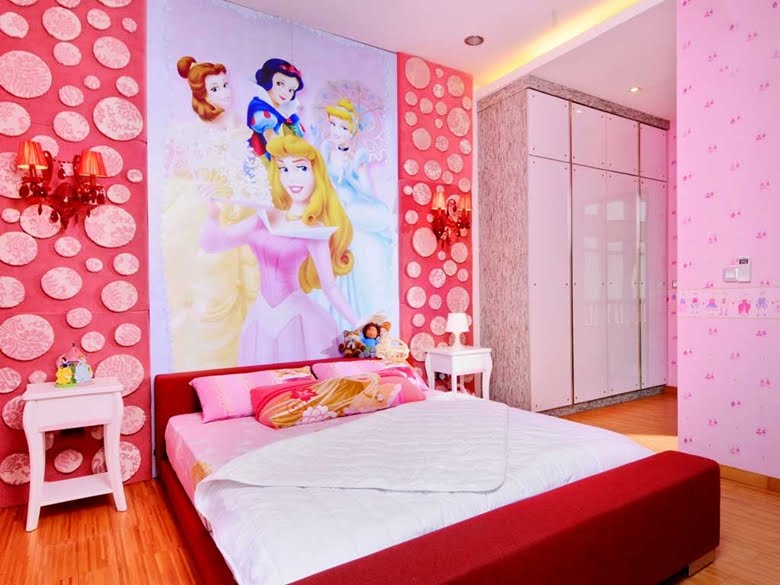 Inspirasi ide dekorasi kamar sederhana minimalis modern anak perempuan cat warna pink
