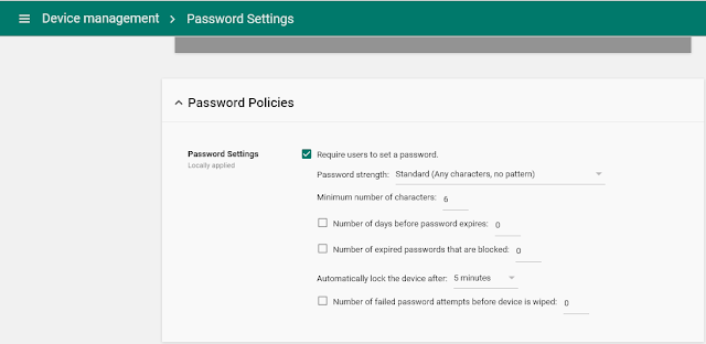 G Suite: Device Management - Password Policies