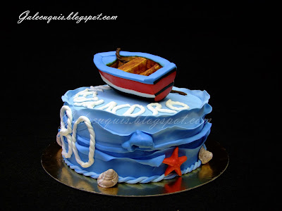 Tarta olas con barca