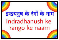 इन्द्रधनुष के रंगों के नाम।indradhanush ke rango ke naam