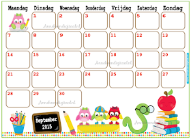 September 2015, september kalender, kalender voor kinderen, kinder kalender, kalender voor school, school kalender