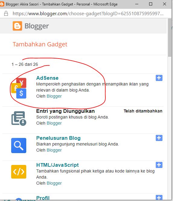 widget adsense