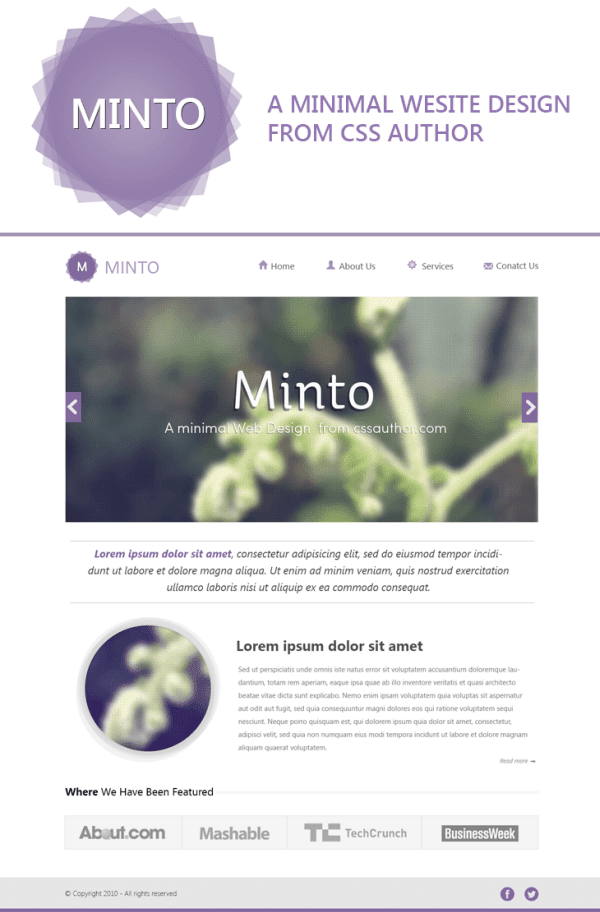 Minto Website Design Template PSD