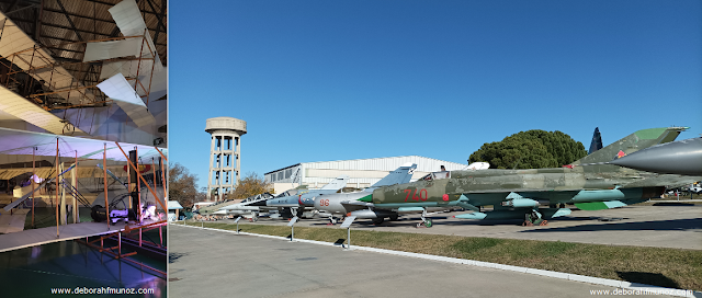 historia de la aviación en el hangar 1 y modelos de reactores de combate del Museo del Aire
