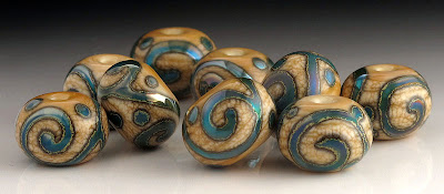 Ivory and Gaia lampwork bead set