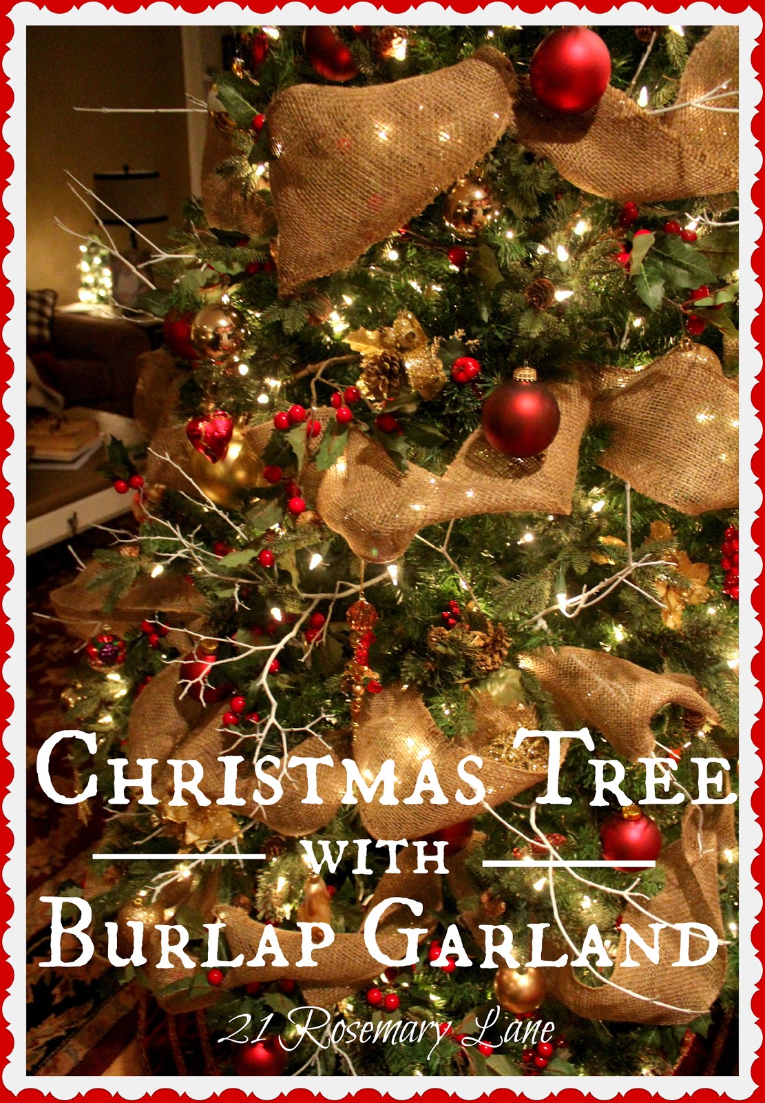 presenting our christmas tree with burlap christmas tree decorations