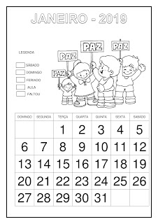 Calendário para colorir