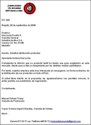 Remitente carta ejemplo