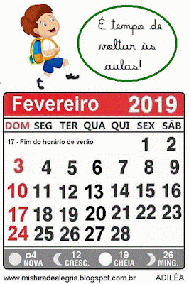 Calendário fevereiro de 2019