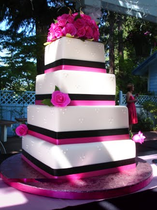 Square Wedding Cakes With Flowers on Top