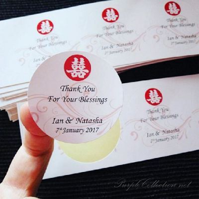 double happiness sticker print kuala lumpur malaysia, selangor, round, glossy, matt, coating, chinese, oriental, wedding, door gift, birthday